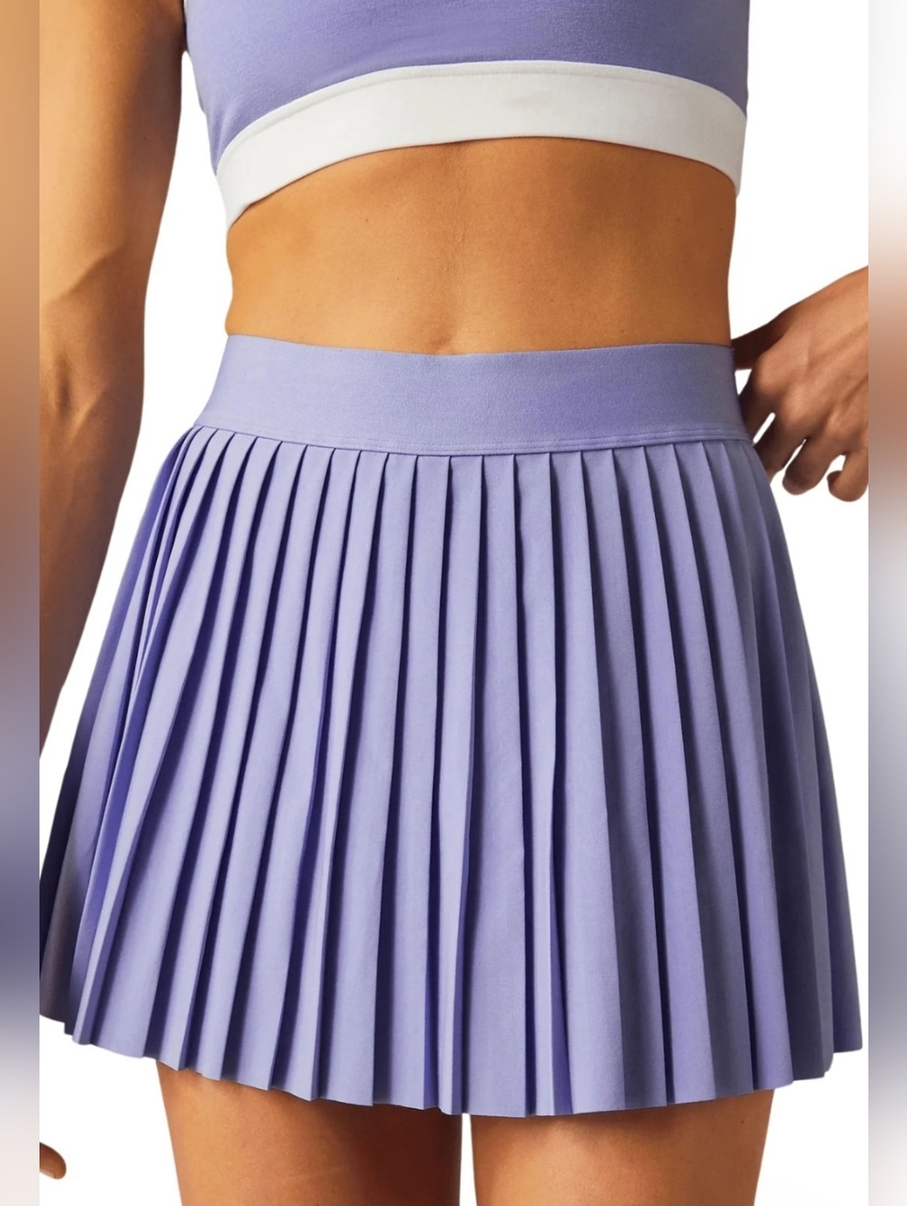 Beyond Yoga If You Pleats Mini Skort In Periwinkle Cloud Heather, Pocket, EUC, M